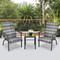 Costway 3 PCS Patio Rattan Bistro Set High Backrest Armrest SideTable Mix Gray\Mix Brown